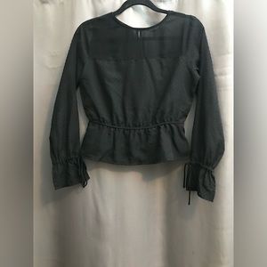 Express black sheer crop top with button detail size xs